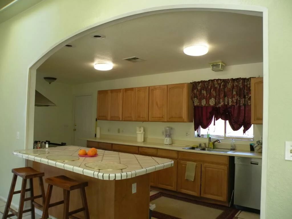 арка из гипсокартона на кухню