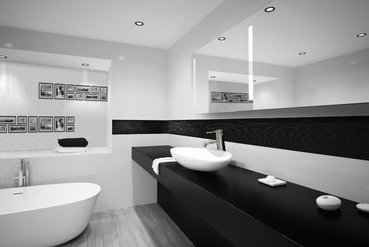 черно белая ванная комната
